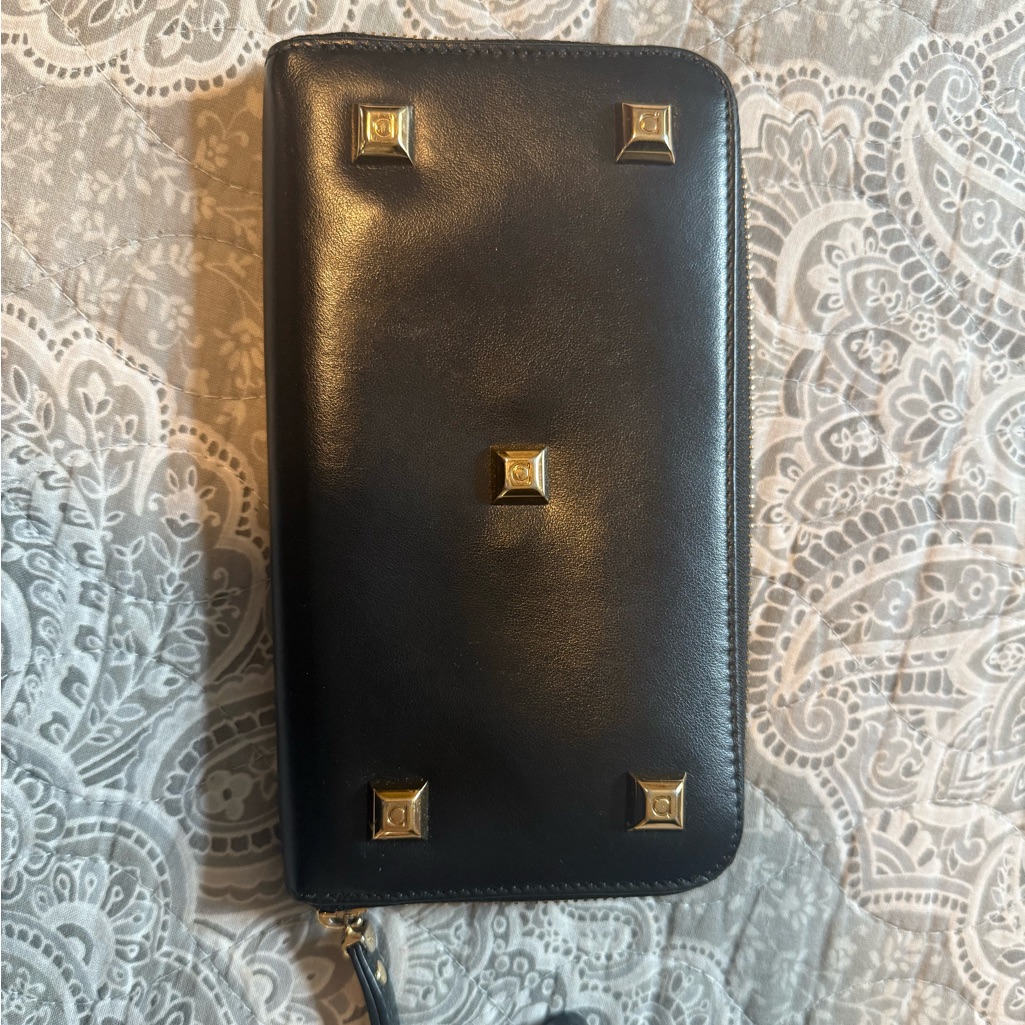 Black Wallet With Gold Studs